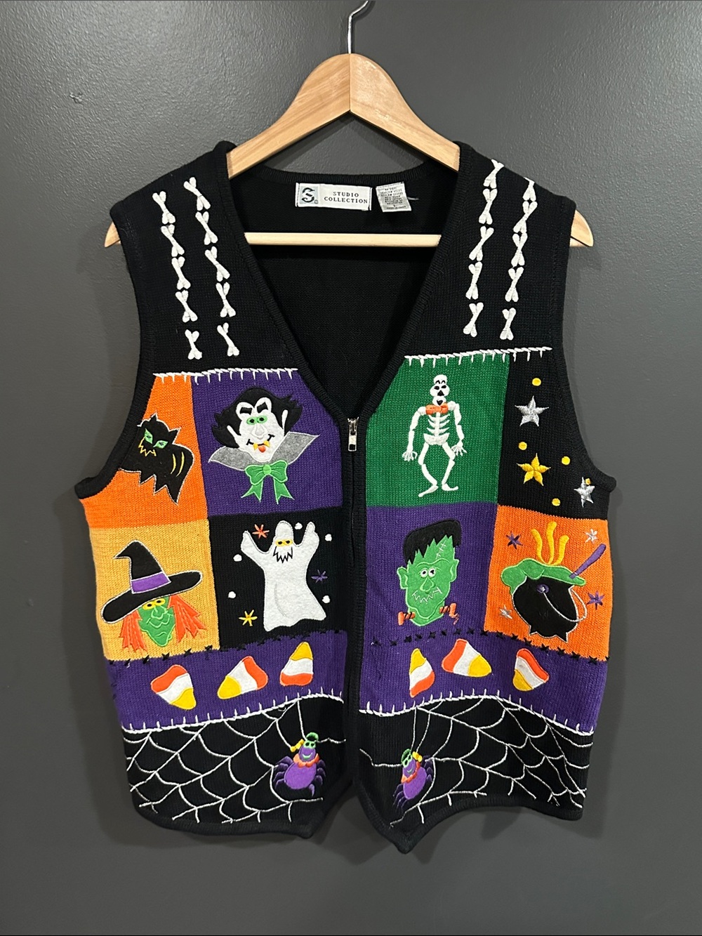 Kids Halloween Vest - Black with Colorful Panels